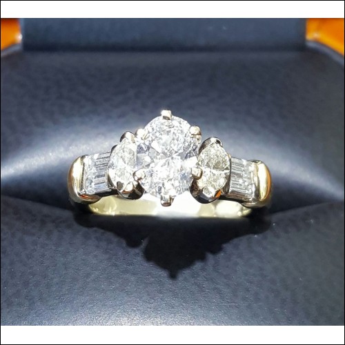 Estate 1.50Ct Oval Brilliant Diamond Wedding Ring 14k